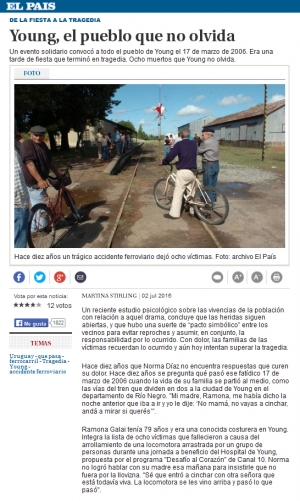 Impresión de pantalla de la nota publicada en el portal de El País