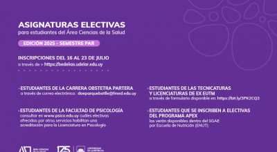 Inscripción a Unidades Curriculares Electivas para estudiantes del Área Ciencias de la Salud - Semestre Par