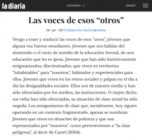 Impresión de pantalla de la nota publicada en el portal de La Diaria