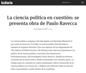 La ciencia política en cuestión: se presenta obra de Paulo Ravecca