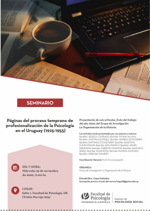 Páginas del proceso temprano de profesionalización de la Psicología en el Uruguay (1925-1955)