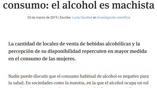 "La relación entre el género y el consumo: el alcohol es machista"