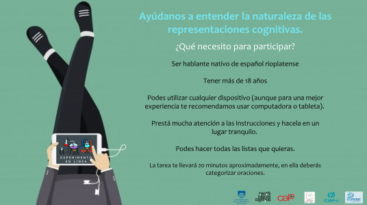 Convocatoria para participar de un experimento sobre la naturaleza de las representaciones cognitivas