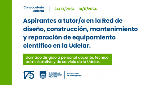 Convocatoria abierta a Tutor de la Red de diseño, construcción, mantenimiento y reparación de equipamiento