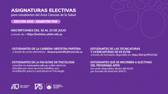 Inscripción a Unidades Curriculares Electivas para estudiantes del Área Ciencias de la Salud - Semestre Par
