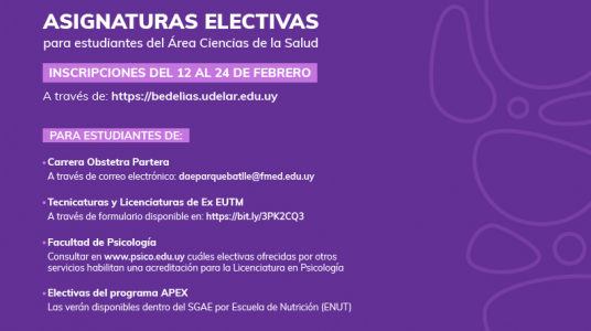 Inscripción a Unidades Curriculares Electivas para estudiantes del Área Ciencias de la Salud / Primera instancia del semestre impar 2026