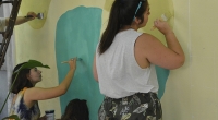 Instalación artístico-escultórica en el patio de la Facultad