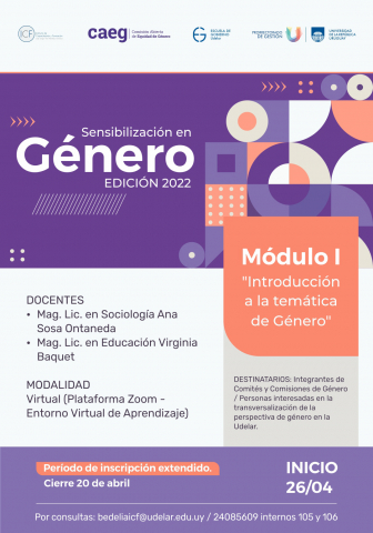 afiche de difusión del Ciclo modular sobre Sensibilización en Género