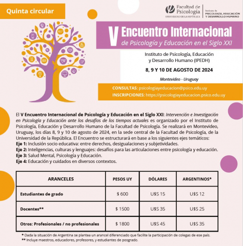 Quinta circular del V Encuentro de Psicología y Educación en el siglo XXI 