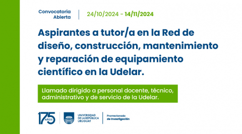 Convocatoria abierta a Tutor de la Red de diseño, construcción, mantenimiento y reparación de equipamiento