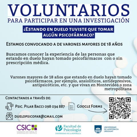 Convocatoria a varones para investigación sobre Duelo y Uso de Psicofármacos