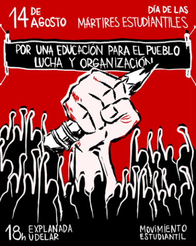 Afiche de difusión de la marcha por el Día de los y las Mártires Estudiantiles